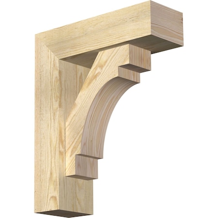 Ekena Millwork Merced Block Rough Sawn Bracket w/ Offset Brace, Douglas Fir, 6"W x 18"D x 22"H BKT0604X18X22MRC05RDF
